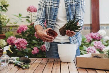 Man doing plantation at backyard - EBBF04377