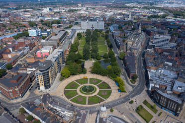 Aerial view of the Queen's garden in Hull, United Kingdom. - AAEF11365