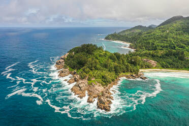 Aerial view of the south coast of Mah√©, Seychelles. - AAEF11373