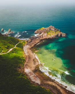 Aerial view of Gaztelugatxe in Spain - AAEF11389