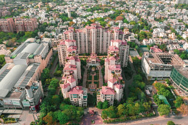 Aerial view of Gurugram residential district near New Delhi in Haryana state, India. - AAEF11678