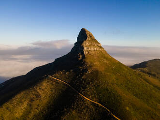 Aerial view of Lion‚Äôs Head mountain hike trail at sunrise Cape Town, South Africa - AAEF11726