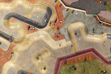 Luftaufnahme eines Skateparks in St. Kilda, Melbourne, Australien. - AAEF11752