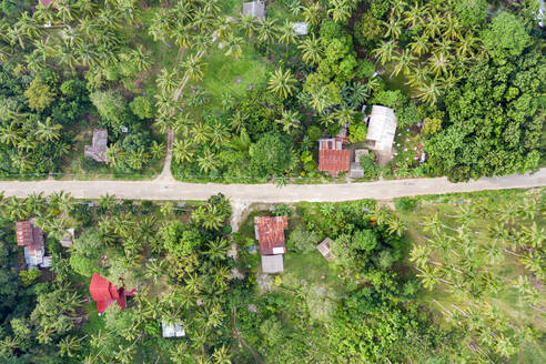Aerial view of a street with houses, Panglao, Bohol, Philippines - AAEF11782