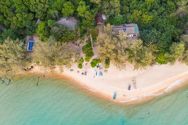 Aerial view of Sunset Beach, Koh Rong Sanloem, Cambodia - AAEF11789