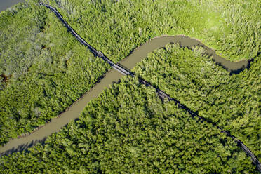 Aerial view of marshland along Indian River on Pine Island Bay in Vero Beach, Florida, United States. - AAEF12040