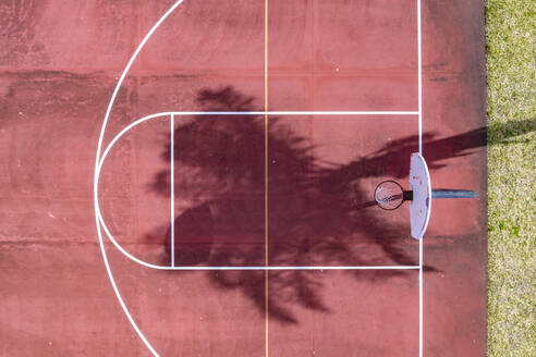 Aerial view of a basketball field at Astronaut High School in Titusville, Florida, United States. - AAEF12049