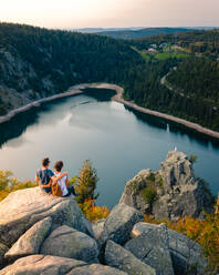 Aerial view of the beautiful little lake Blanc in Haut-Rhin region, France. - AAEF12109