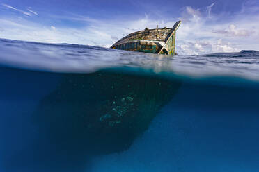 Old abandoned ship in sea - KNTF06347