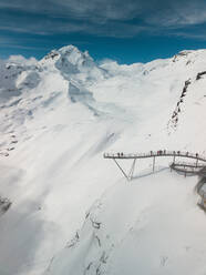 Aerial View of Viewing Platform in Swiss Alps in Winter in Grindelwald, Switzerland - AAEF12508