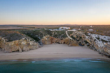 Aerial view of praia do beliche, Sagres, Portugal - AAEF12607