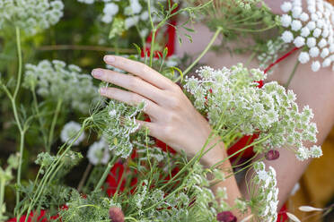 Junge Frau hält Wildblumen - EIF01872