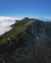 Luftaufnahme der vulkanischen Landschaft bei Duraznero auf der Insel La Palma in der Nähe von Villa de Mazo, Kanarische Inseln, Spanien. - AAEF12799