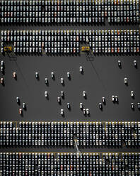 Luftaufnahme von im Hafen geparkten Importfahrzeugen am Point Btreeze in Baltimore, USA - AAEF13000