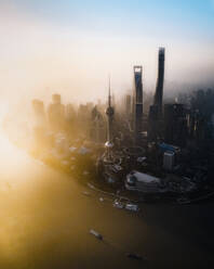 Aerial view of Shanghai skyline along Huangpu river, Shanghai, China. - AAEF13064
