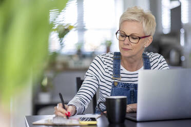 Reife Geschäftsfrau beim Schreiben im Home Office - WPEF05117