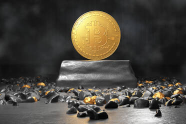 Dreidimensionales Rendering von Bitcoin in einer Goldmine - SPCF01540