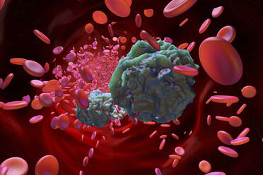 Three dimensional render of leukemia cells in blood stream - SPCF01548