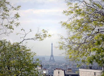 Eiffel Tower with cityscape seen from Basilique Du Sacre Coeur, Paris, France - AJOF01542
