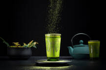 Green Matcha Tea Glass Thermo Cup Stock Photo 1725544681