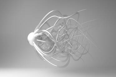 Three dimensional render of glass creature with large number of tentacles - JPSF00241