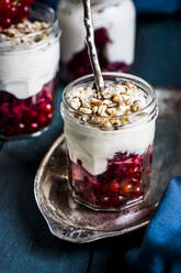 Yogurt parfait with red currant berries and nuts  - SBDF04523