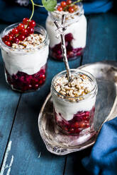 Yogurt parfait with red currant berries and nuts  - SBDF04524
