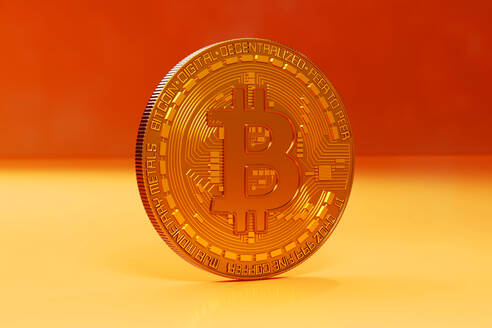 Three dimensional render of single Bitcoin - SPCF01568