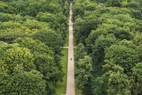 Deutschland, Berlin, Luftaufnahme des Fußwegs durch den Tiergarten im Sommer - ABOF00712