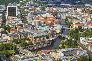 Germany, Berlin, Aerial view of Museum Island and Spree river canal - ABOF00722