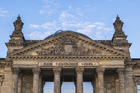 Germany, Berlin, Pediment of Reichstag building - ABOF00750