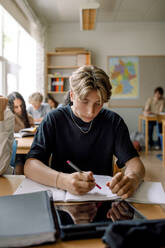 Teenage boy studying in classroom - MASF26320