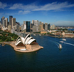 Australia, Sydney, Aerial view Sydney Opera House and skyscrapers - ISF25291