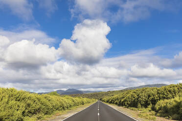 Große Sommerwolken über leerer Asphaltstraße - FOF12243