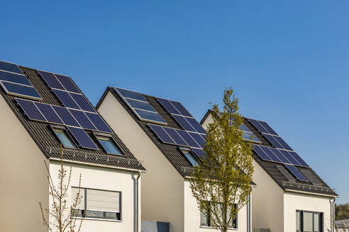 Germany, Baden-Wurttemberg, Waiblingen, Row of modern energy efficient suburban houses - WDF06626