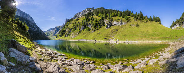 Felsenufer des Falensees im Alpsteingebirge im Sommer - STSF03088