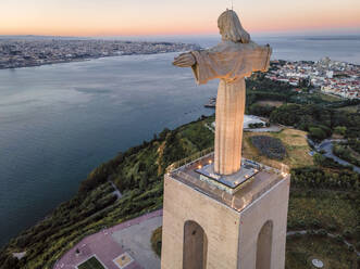 Aerial view of Cristo Rei (Christ the King), a famous monument in Almada near Lisbon, Portugal. - AAEF13414