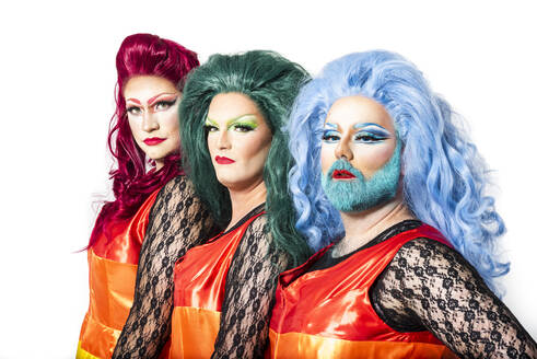 Confident drag queens against white background - GPF00190