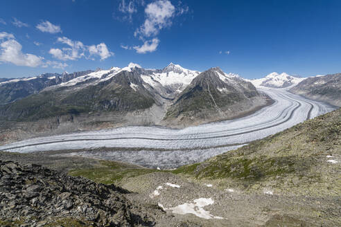 Scenic view of Aletsch Glacier in Bernese Alps - RUNF04664