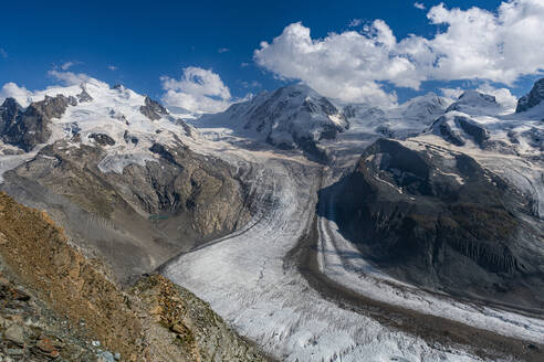 Mountains and Glacier on the Pennine Alps, Gornergrat, Zermatt, Valais, Switzerland, Europe - RHPLF20856