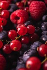 Closeup of delicious fresh sweet ripe red assorted berries - ADSF31898