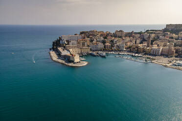 Aerial view of Gaeta old city, a small town along the mediterranean coast in Lazio, Italy. - AAEF13540
