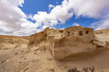 Vom Wind erodierte Sandsteinfelsformation, Barranco de los Encantados (Barranco de los Enamorados), Fuerteventura, Kanarische Inseln, Spanien, Atlantik, Europa - RHPLF20959