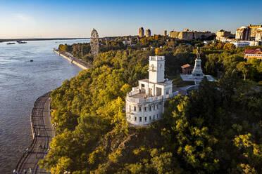 Luftaufnahme von Chabarowsk und dem Fluss Amur, Region Chabarowsk, Russland, Eurasien - RHPLF21036