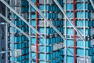 Blue containers in automatized high rack at warehouse - DIGF17022