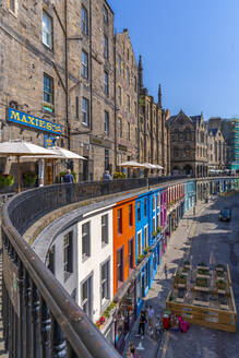 Blick auf W Bow (West Bow) von Victoria Terrace, Edinburgh, Lothian, Schottland, Vereinigtes Königreich, Europa - RHPLF21060