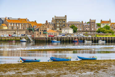 View of River Tweed and town buildings, Berwick-upon-Tweed, Northumberland, England, United Kingdom, Europe - RHPLF21142