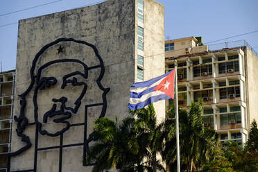 Riesenskulptur von Che Guevara auf der Plaza De La Revolucion (Revolutionsplatz), Havanna, Kuba, Westindien, Mittelamerika - RHPLF21170