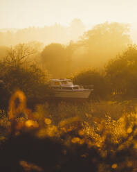 Boat in field on sunny morning - RAEF02444