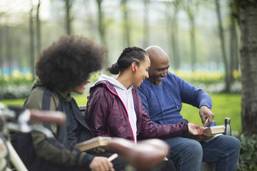 Glückliche Familie genießt das Mittagessen im Park - CAIF31919